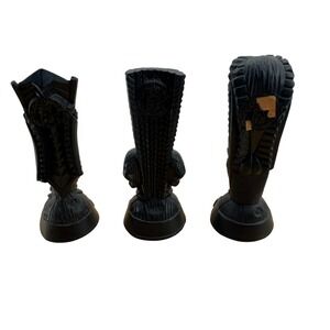 Vintage Coco Joes Black Lava Hawaii Tiki God Figurines Set of 3 Kanaloa 4 Inch